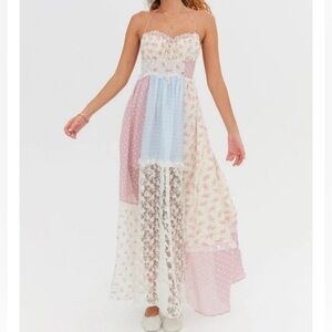 FOR LOVE & LEMONS Elula Maxi Patchwork Dress, XS, NWT, $299